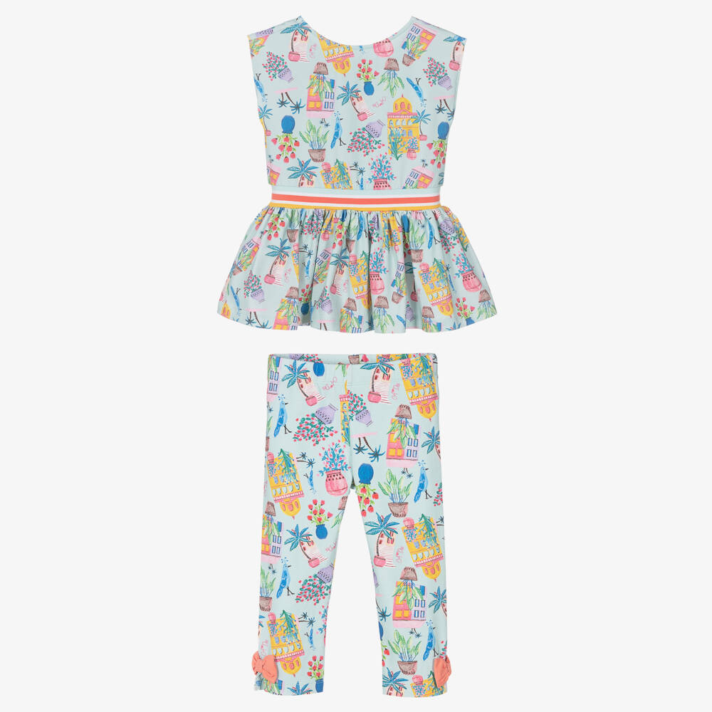 A Dee-Girls Blue Tropical Island Leggings Set | Childrensalon Outlet