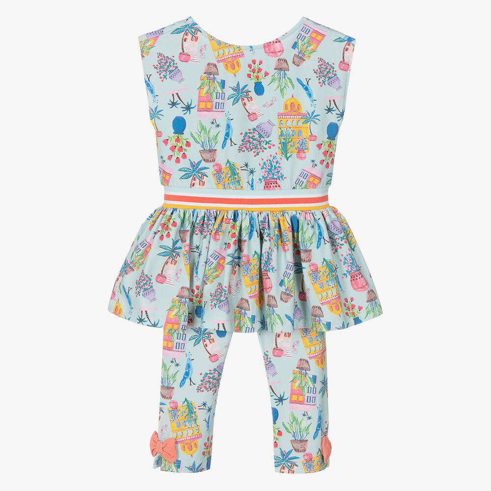 A Dee - Blaues Tropical Island Leggings-Set  | Childrensalon