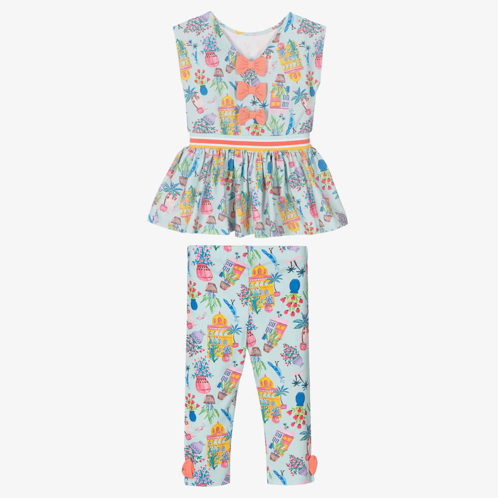A Dee-Girls Blue Tropical Island Leggings Set | Childrensalon Outlet
