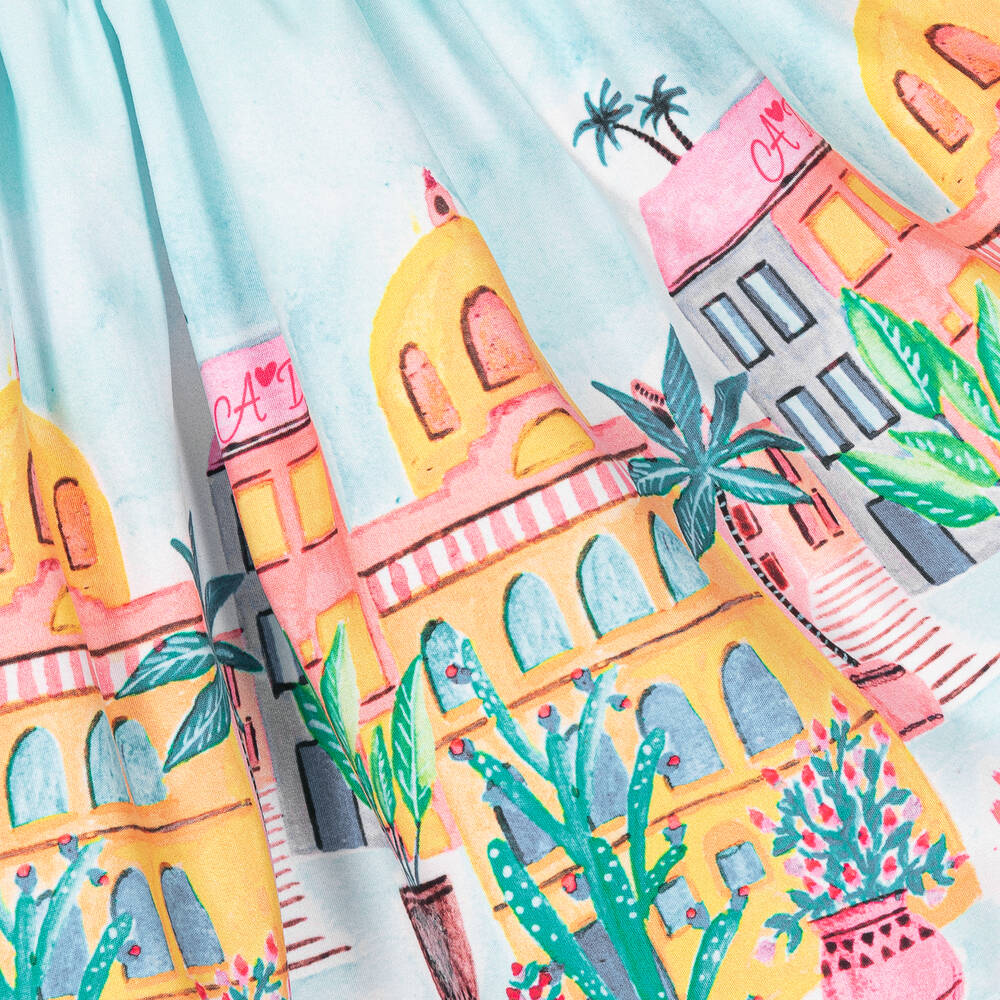 A Dee-Белый топ и голубая юбка с тропическим принтом | Childrensalon Outlet