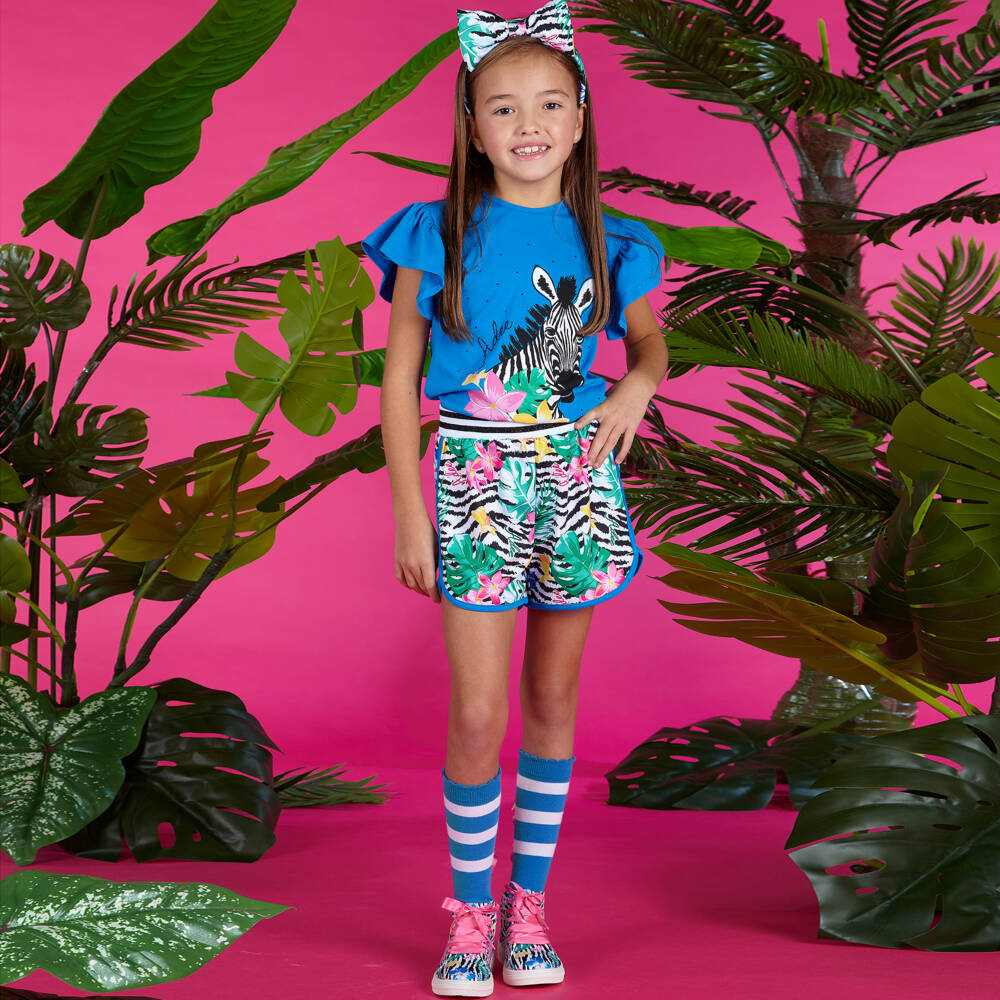 A Dee-Голубой топ и шорты с тропическим принтом | Childrensalon Outlet