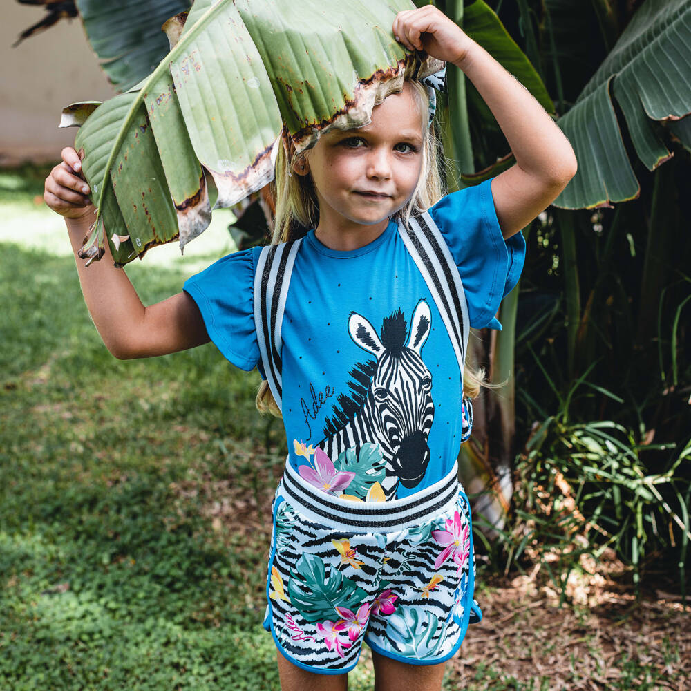 A Dee-Голубой топ и шорты с тропическим принтом | Childrensalon Outlet