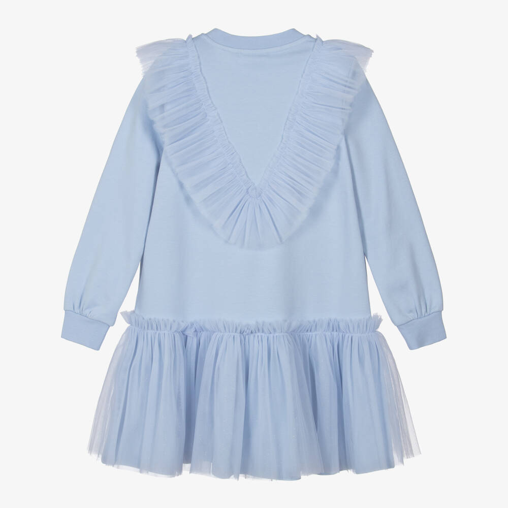 A Dee-Платье-свитшот из синего тюля с рюшами для девочек | Childrensalon Outlet