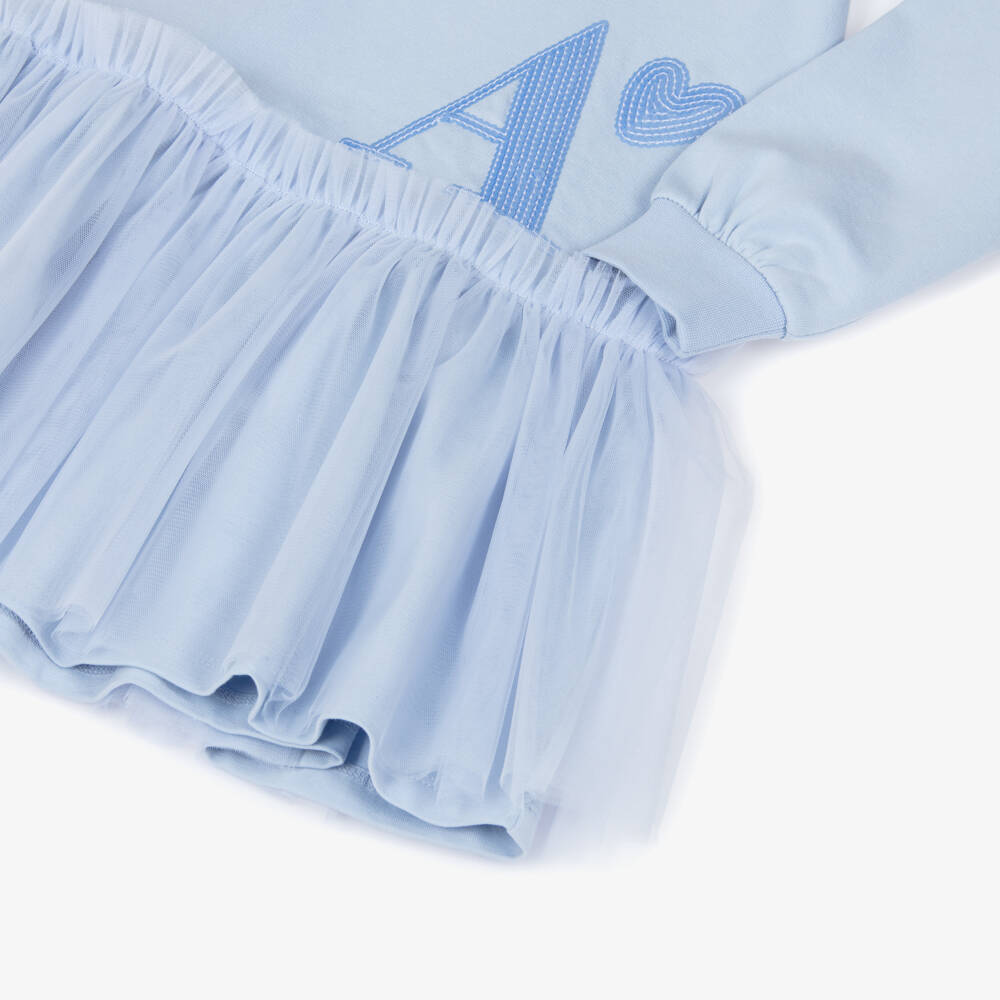 A Dee-Платье-свитшот из синего тюля с рюшами для девочек | Childrensalon Outlet