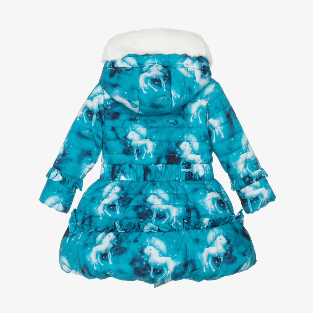 A Dee-Голубой пуховик с единорогами | Childrensalon Outlet