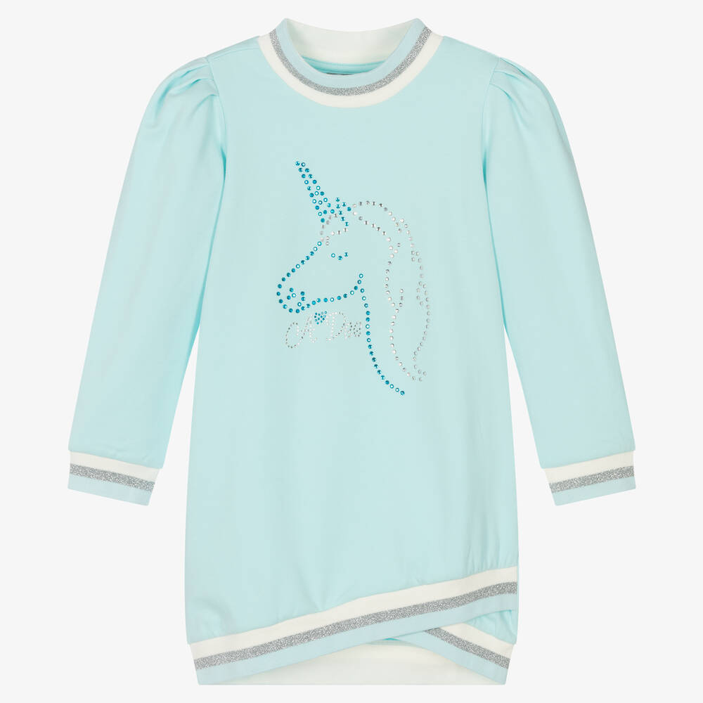 A Dee - Girls  Blue Unicorn Sweatshirt Dress | Childrensalon