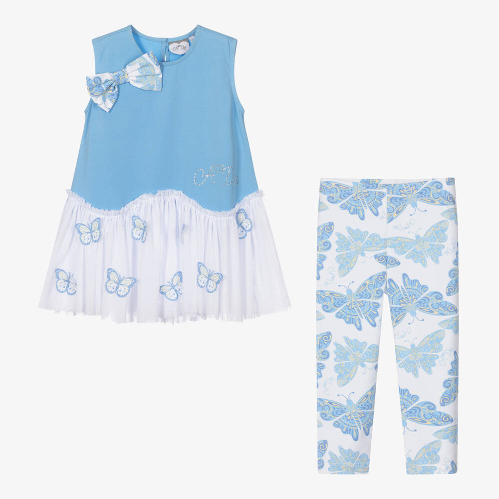 A Dee-Бело-голубое платье и легинсы | Childrensalon Outlet