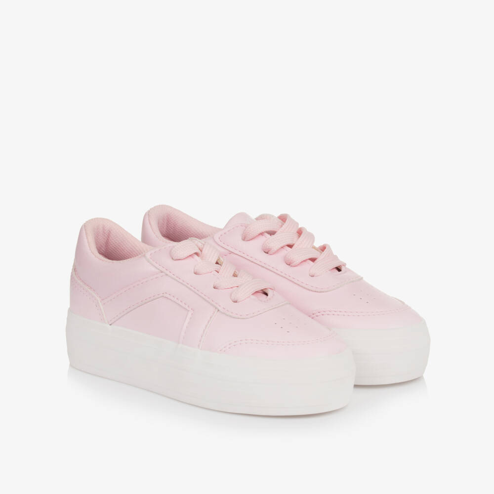 A Dee-Girls Blush Faux Leather Sneakers | Childrensalon Outlet