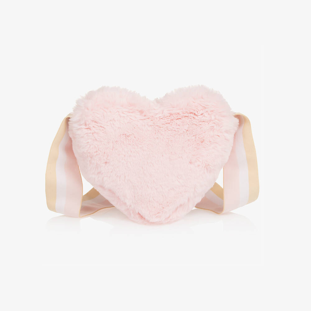 A Dee-Girls Blush Heart-Shaped Fur Handbag | Childrensalon Outlet
