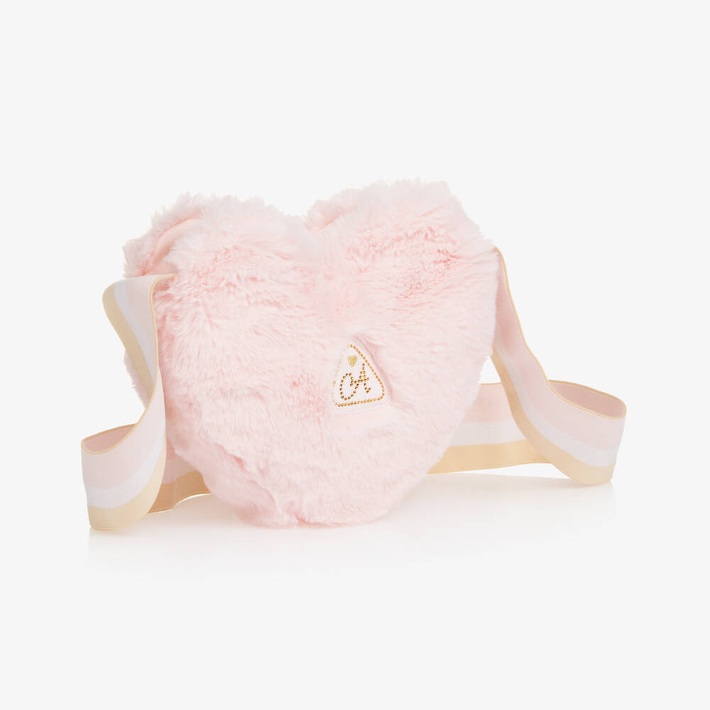 A Dee-Girls Blush Heart-Shaped Fur Handbag | Childrensalon Outlet