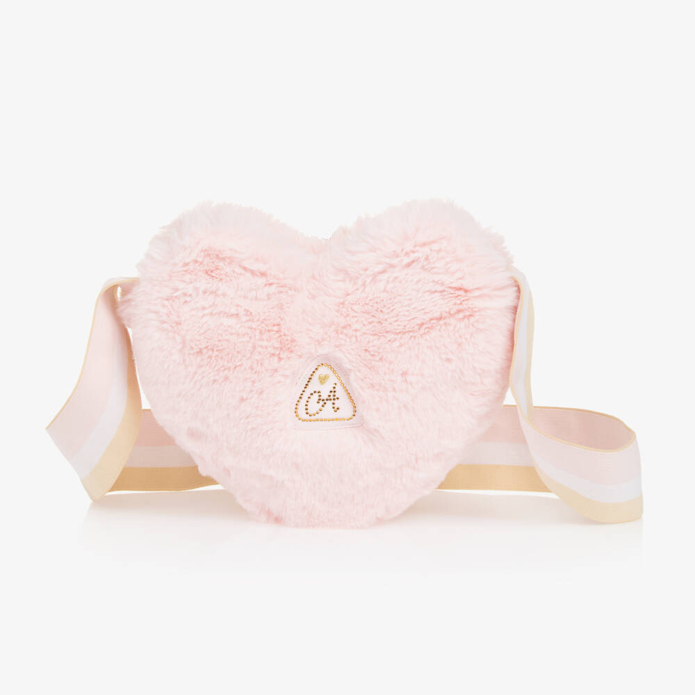 A Dee-Girls Blush Heart-Shaped Fur Handbag | Childrensalon Outlet