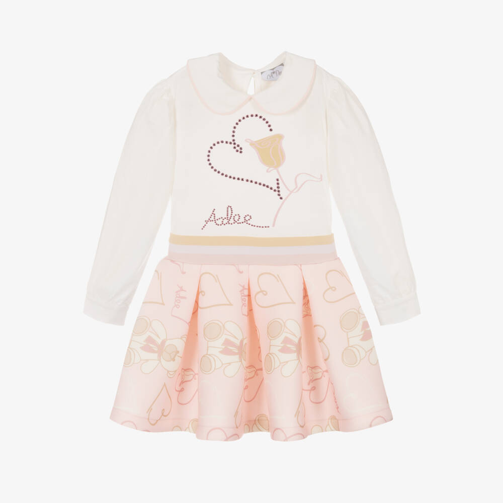 A Dee-Girls Blush Teddy Bear Skirt Ensemble | Childrensalon Outlet
