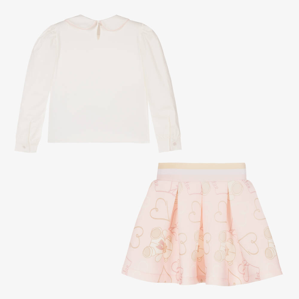 A Dee-Girls Blush Teddy Bear Skirt Ensemble | Childrensalon Outlet