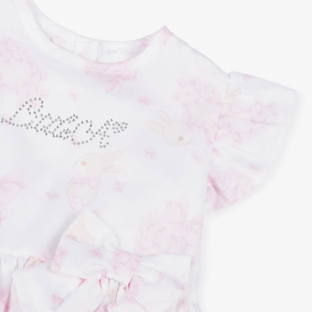 A Dee-Girls Bunny-Print Cotton Shorts Ensemble | Childrensalon Outlet