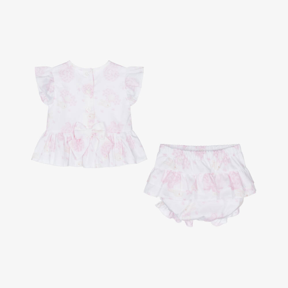 A Dee-Girls Bunny-Print Cotton Shorts Ensemble | Childrensalon Outlet
