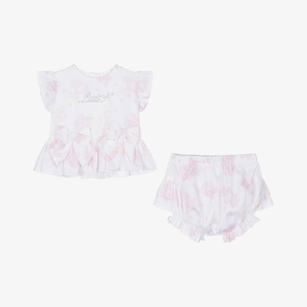 A Dee-Girls Bunny-Print Cotton Shorts Ensemble | Childrensalon Outlet