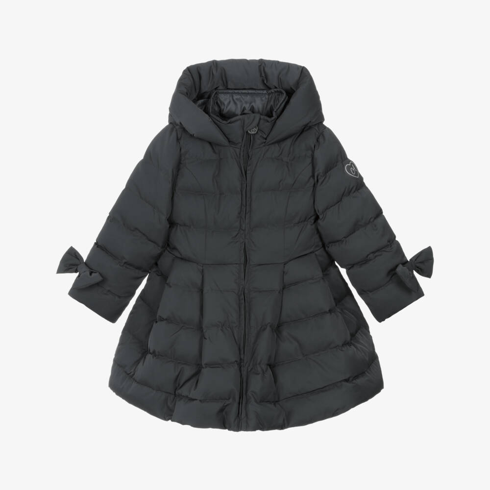 A Dee-Girls Charcoal Hooded Puffer Jacket | Childrensalon Outlet