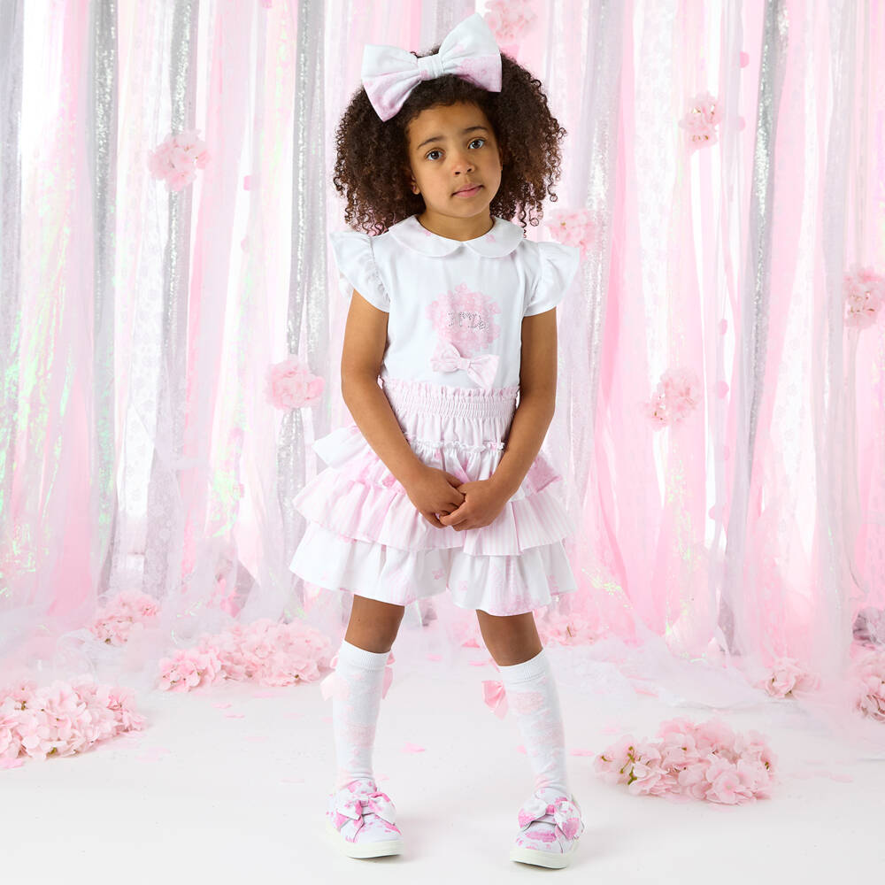 A Dee-Girls Charming White & Pink Ensemble | Childrensalon Outlet