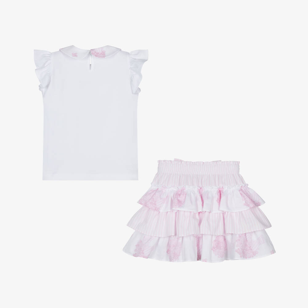 A Dee-Girls Charming White & Pink Ensemble | Childrensalon Outlet