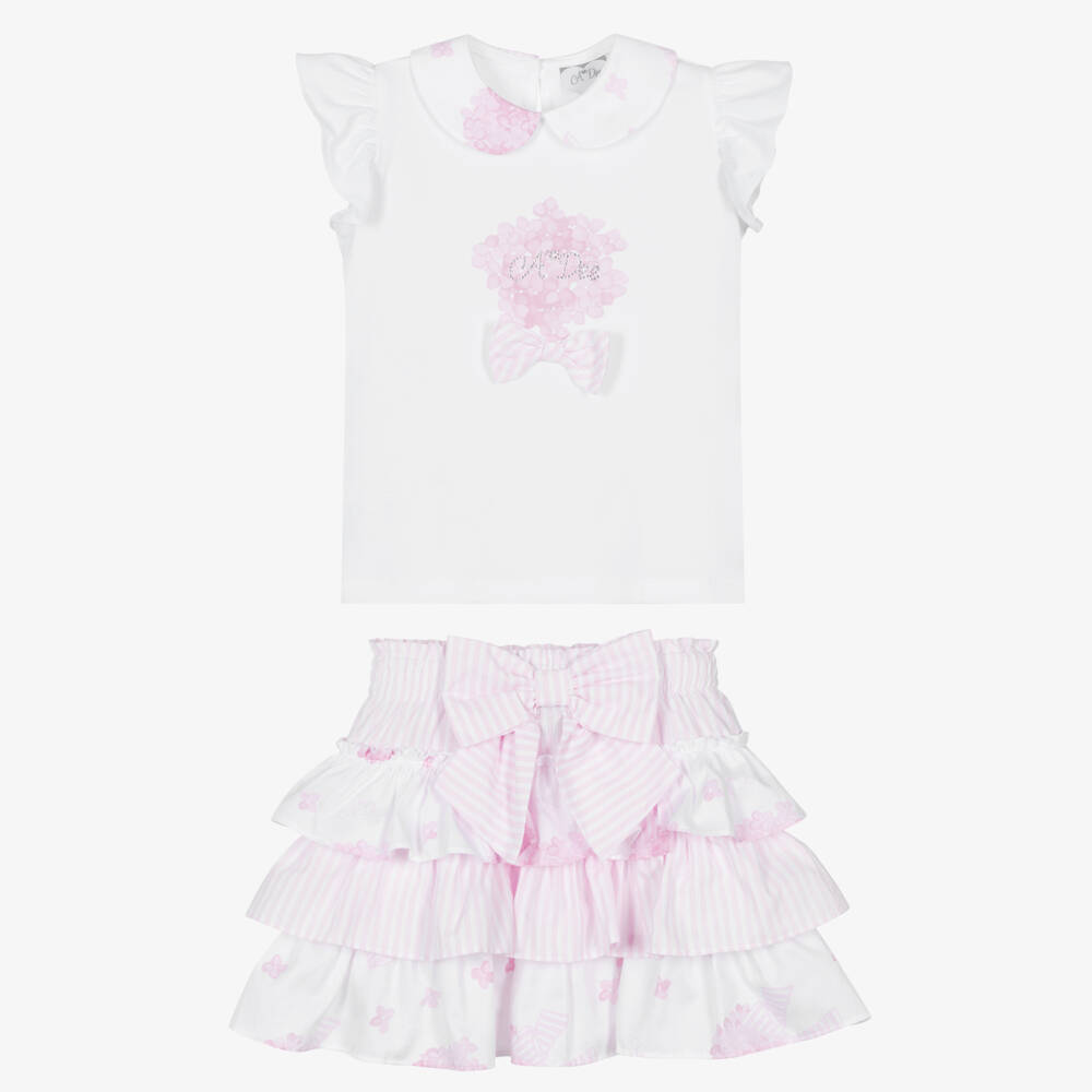 A Dee-Очаровательный бело-розовый комплект для девочек | Childrensalon Outlet