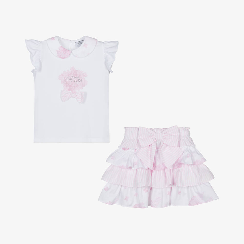 A Dee-Girls Charming White & Pink Ensemble | Childrensalon Outlet