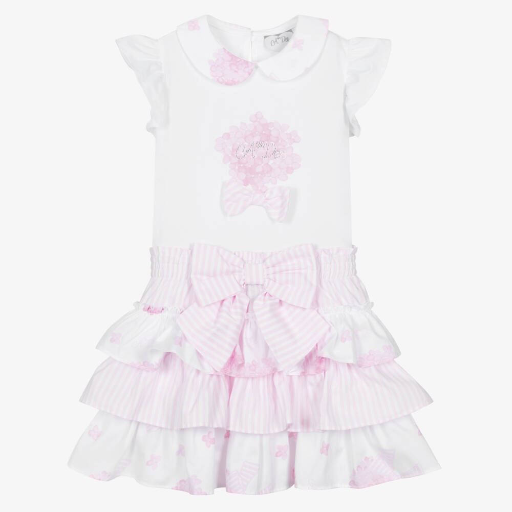 A Dee-Girls Charming White & Pink Ensemble | Childrensalon Outlet