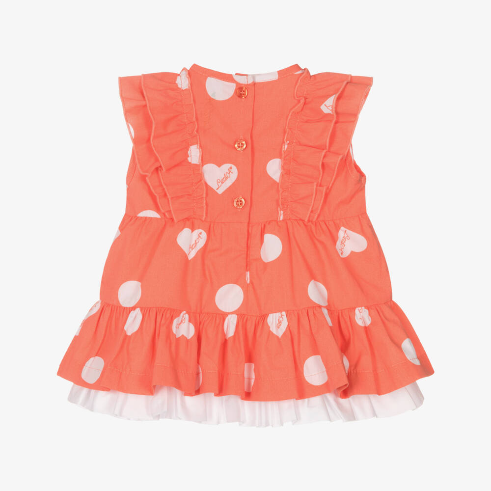 A Dee-Girls Coral Pink Cotton Bow Dress | Childrensalon Outlet
