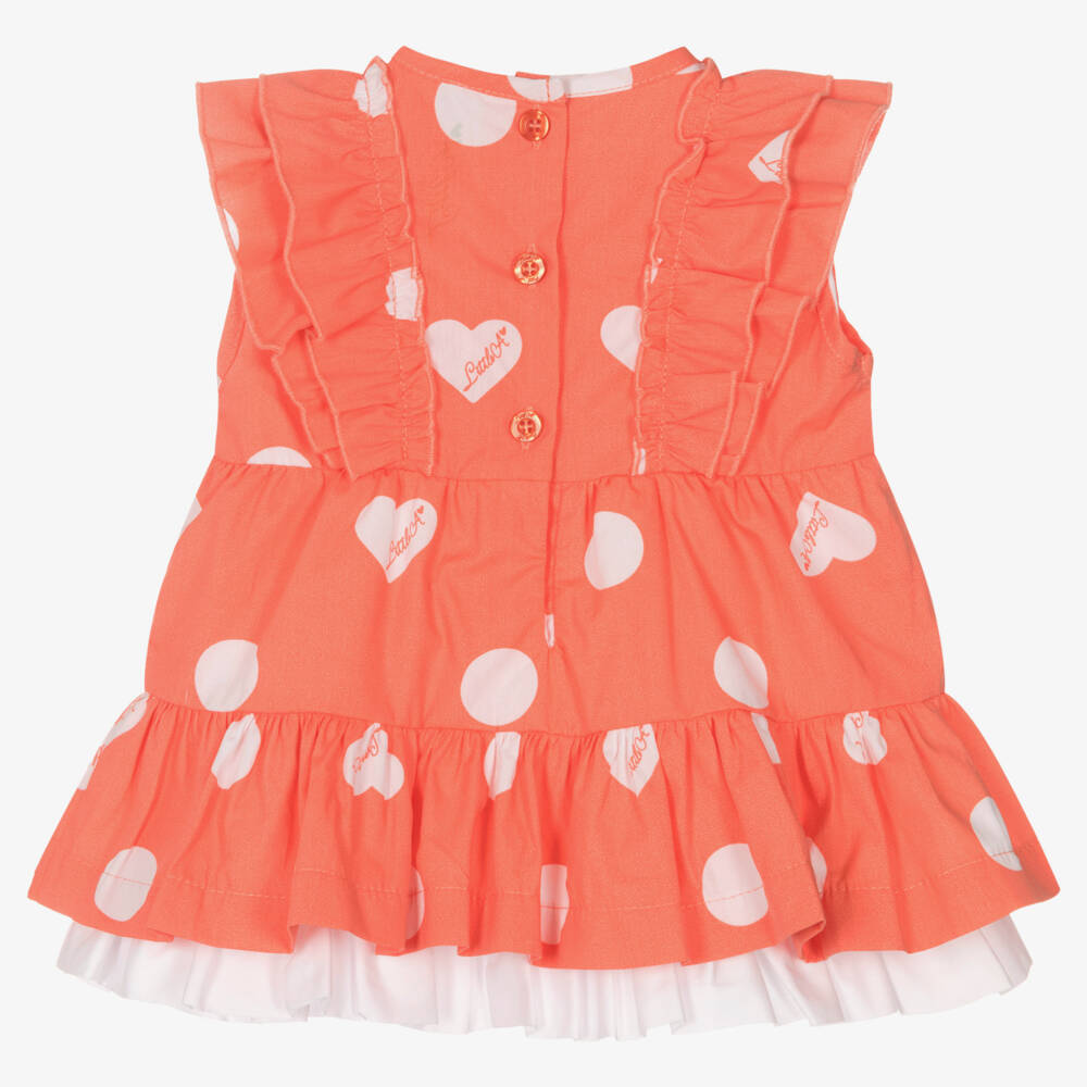 A Dee-Girls Coral Pink Cotton Bow Dress  | Childrensalon Outlet