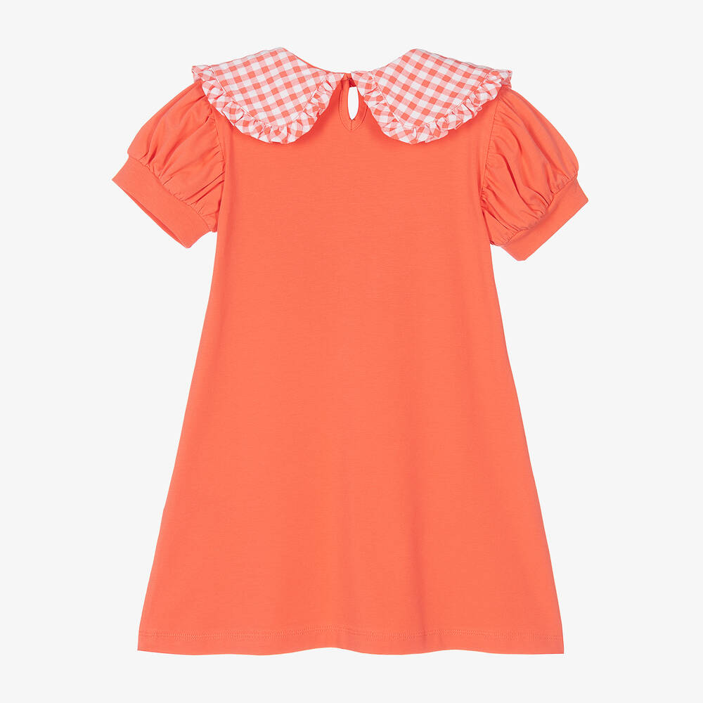 A Dee-Girls Coral Pink Cotton Dress | Childrensalon Outlet
