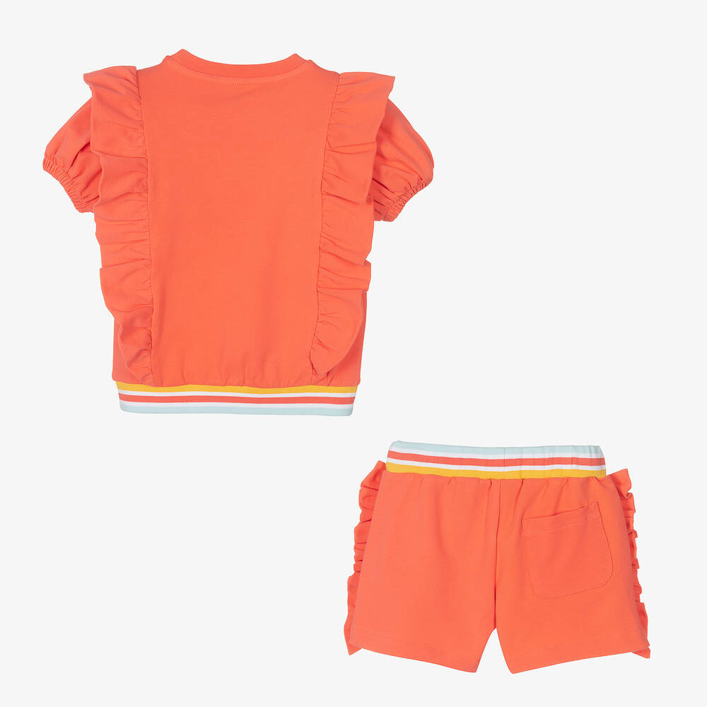 آدي-طقم شورت قطن جيرسي لون زهري مرجاني للبنات | Childrensalon Outlet