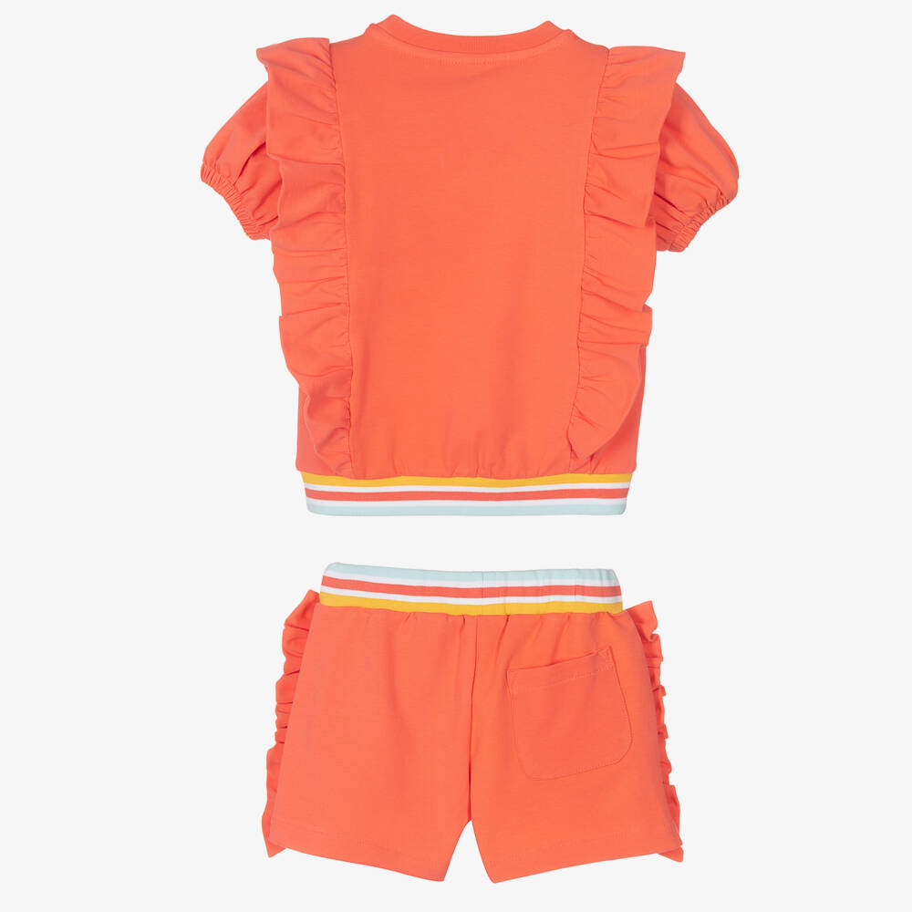 A Dee-Girls Coral Pink Cotton Shorts Set | Childrensalon Outlet