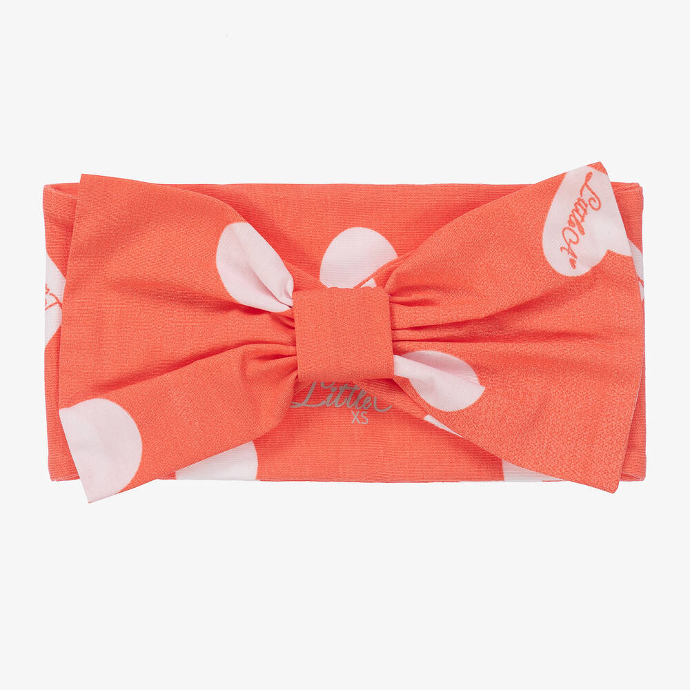 A Dee - Girls Coral Pink Polka Dot Headband | Childrensalon