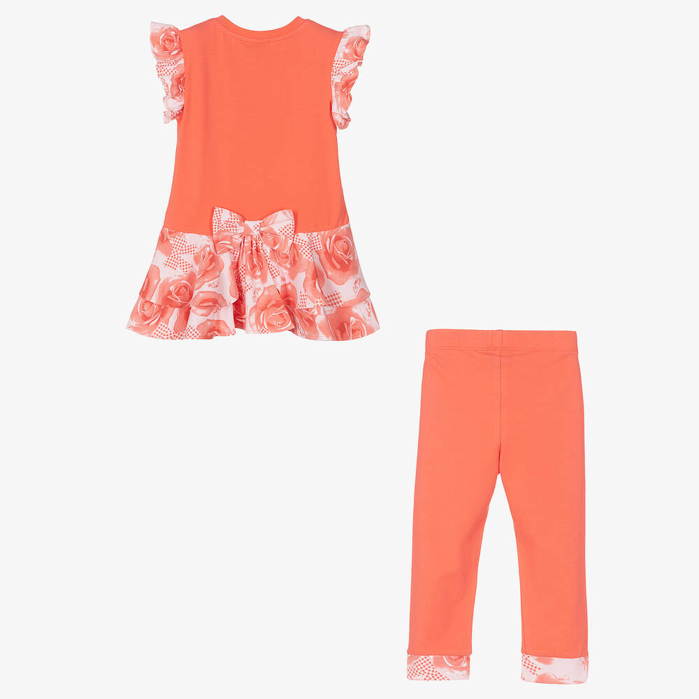 A Dee-Кораллово-розовый топ с розами и легинсы | Childrensalon Outlet