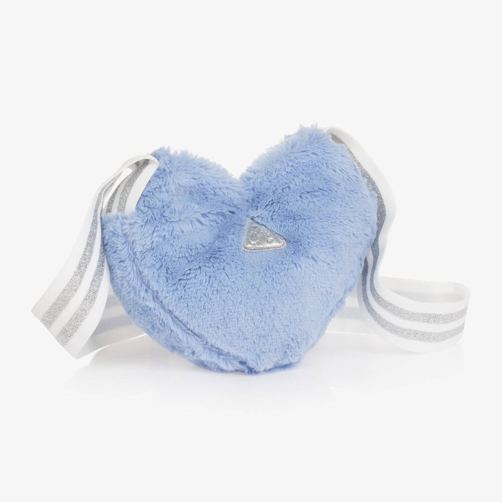 A Dee-Girls Cornflower Faux Fur Heart Bag | Childrensalon Outlet