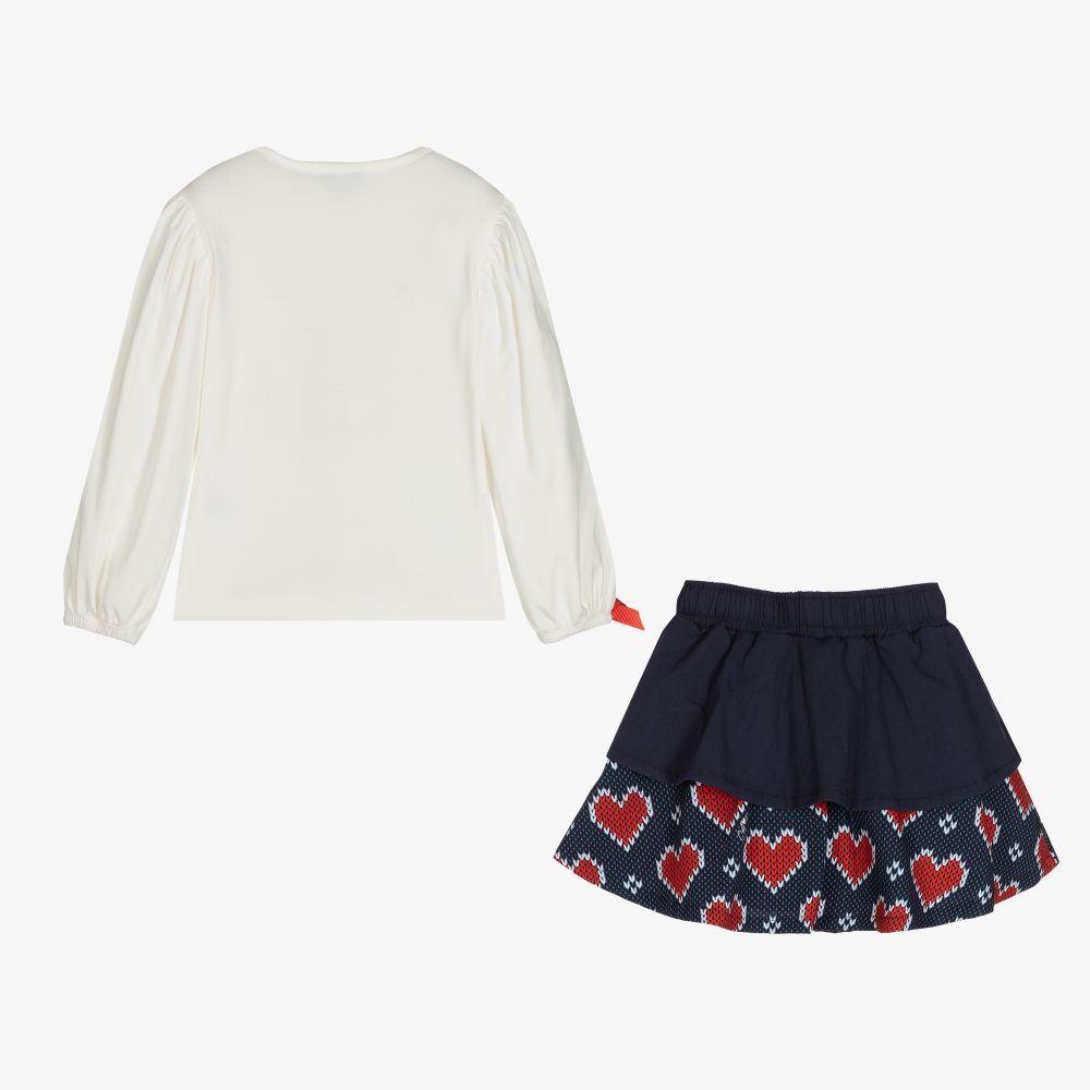 A Dee-Girls Cotton Hearts Skirt Set | Childrensalon Outlet