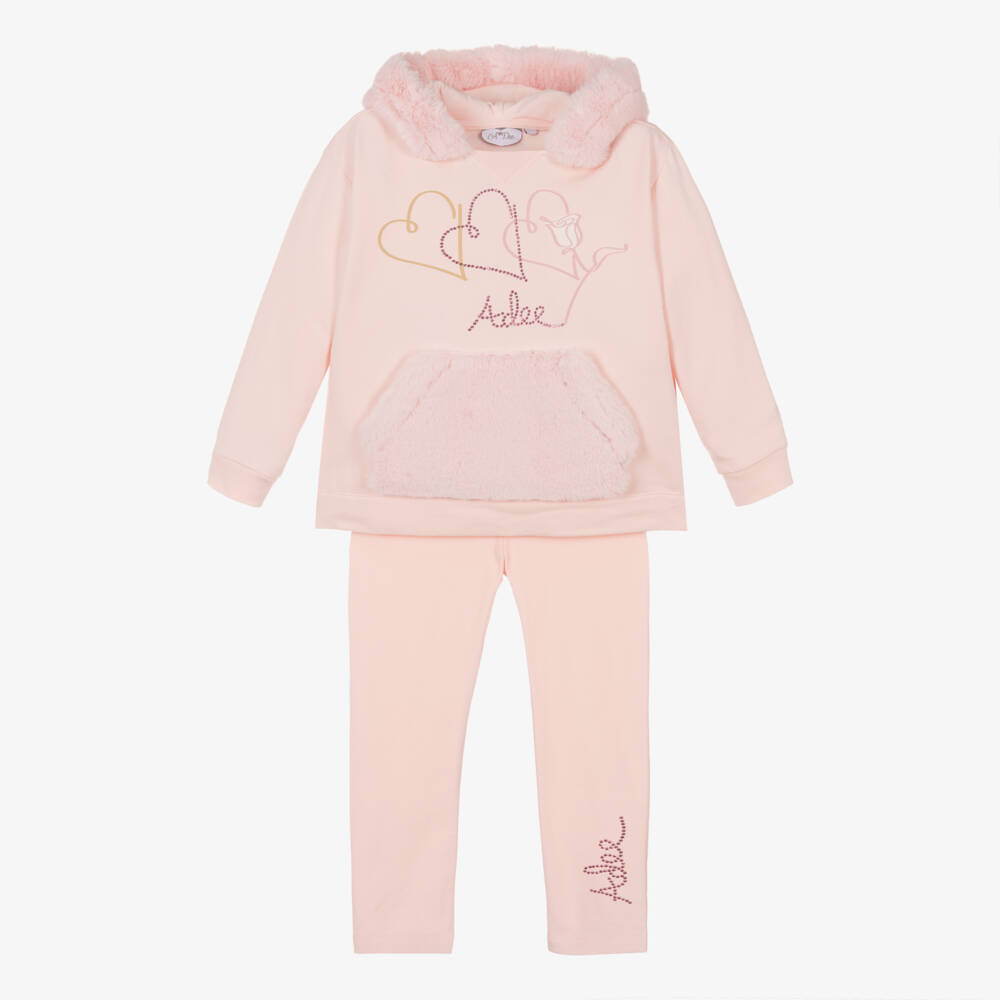 A Dee-Girls Cotton Pink Hoodie Leggings Set | Childrensalon Outlet