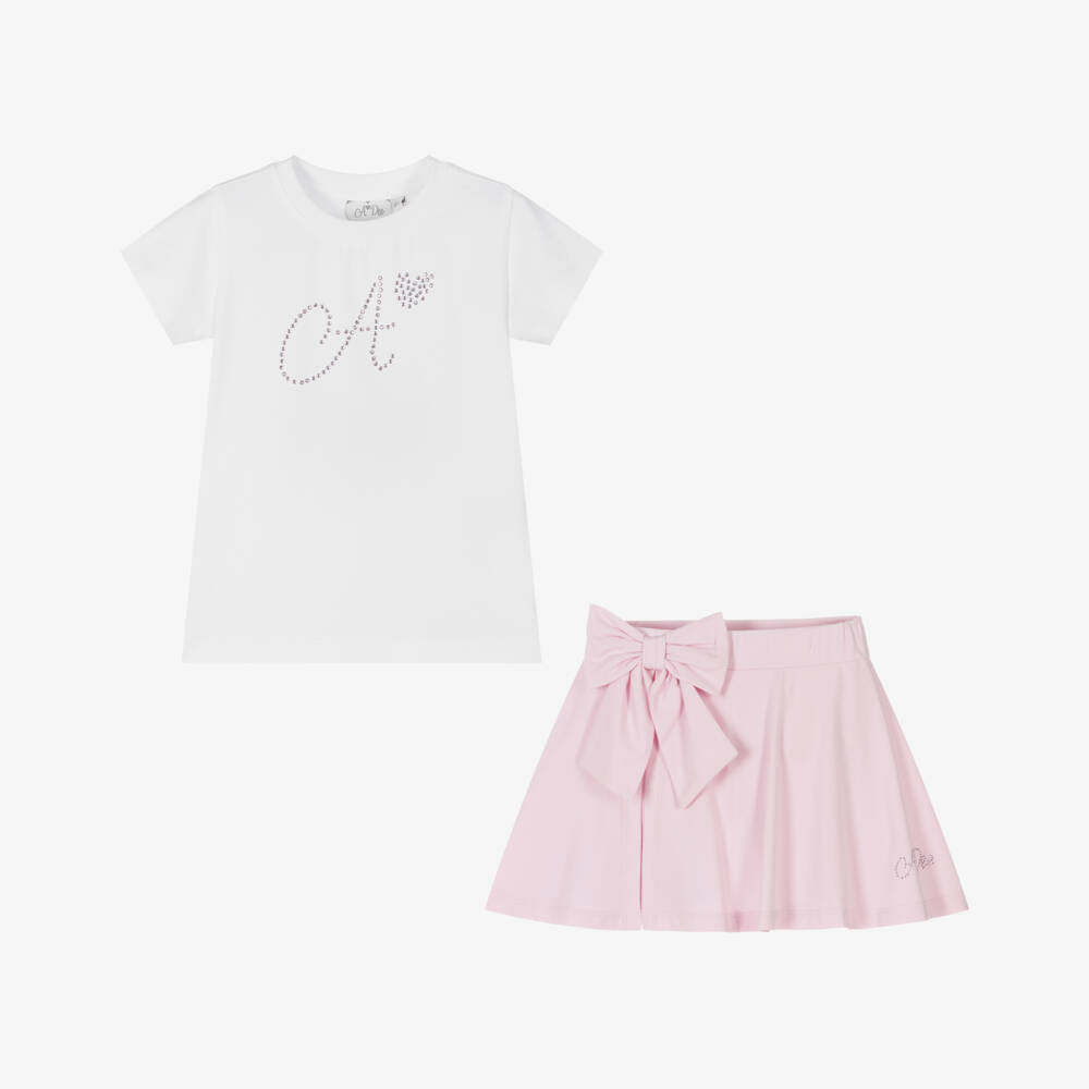A Dee-Girls Cotton Skort & Tee Set | Childrensalon Outlet