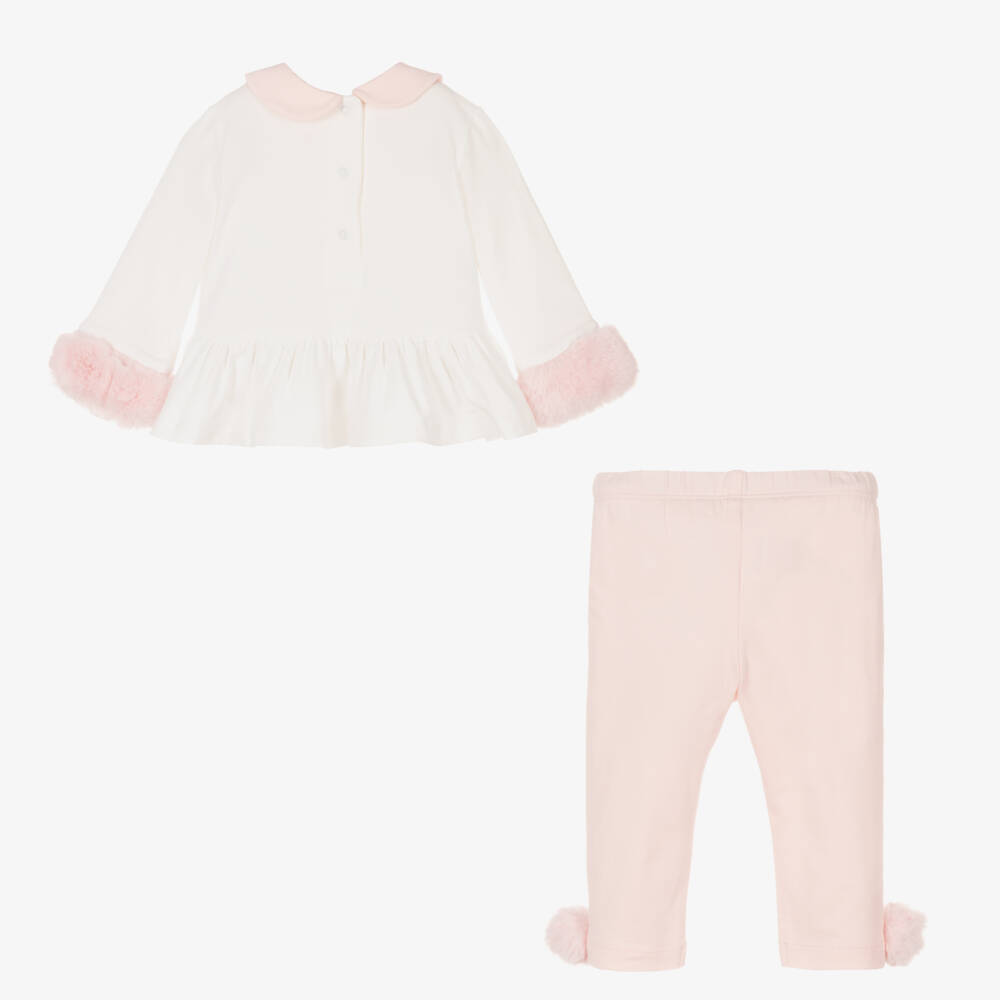 A Dee-Girls Cream & Pink Leggings Ensemble | Childrensalon Outlet