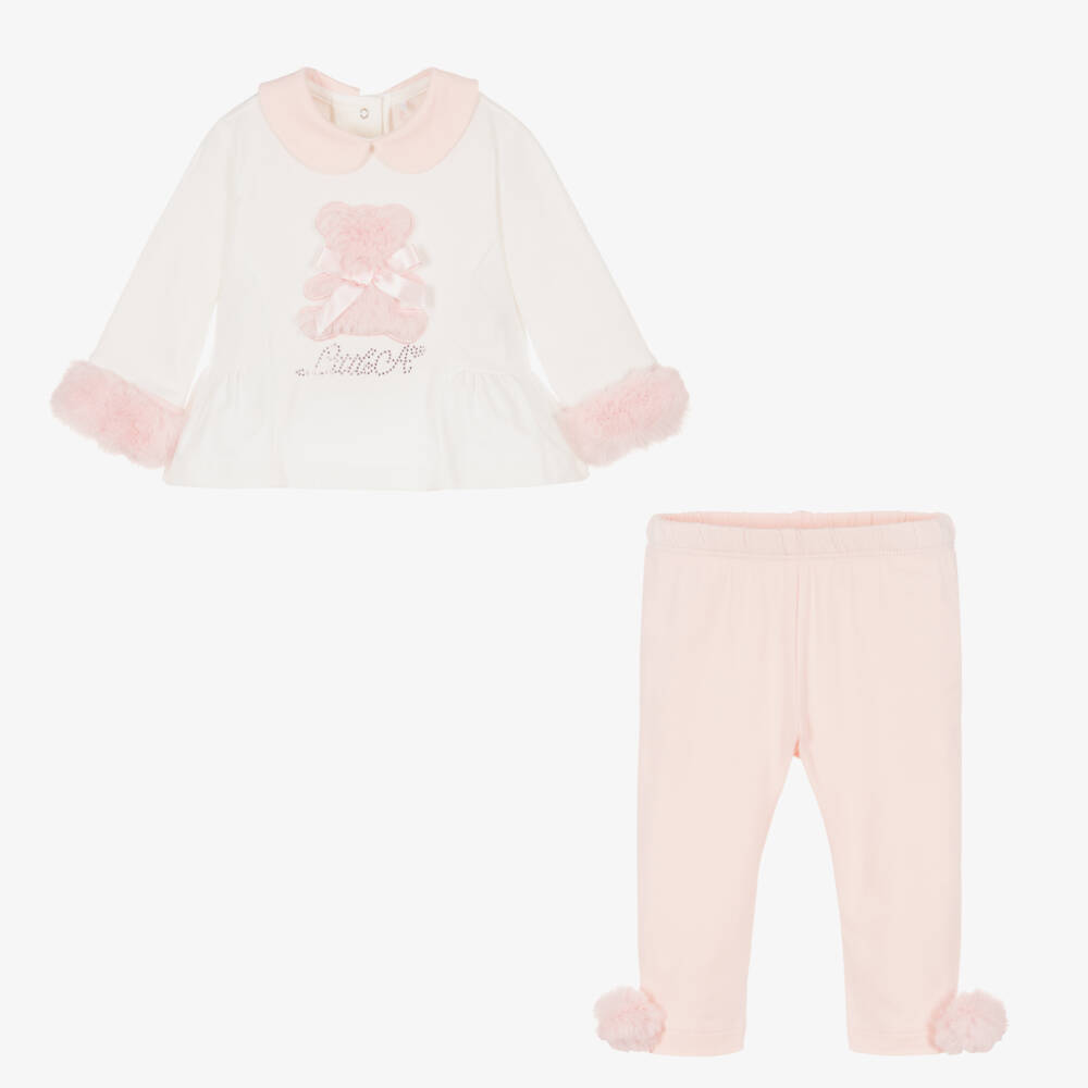 A Dee-Girls Cream & Pink Leggings Ensemble | Childrensalon Outlet