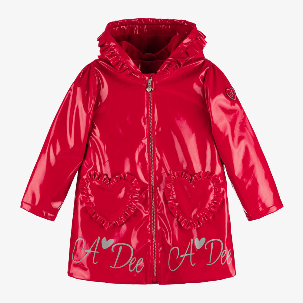 A Dee-Girls Crimson Hooded Raincoat | Childrensalon Outlet