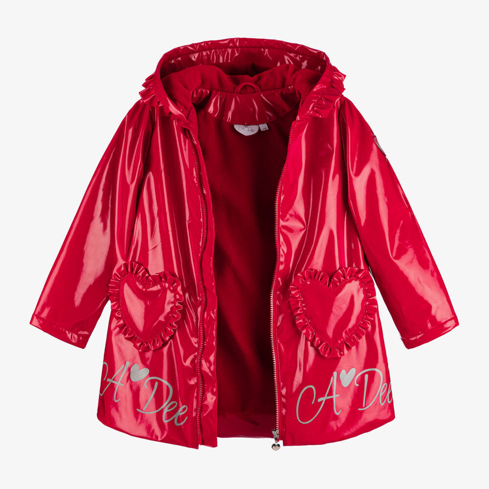 A Dee-Girls Crimson Hooded Raincoat | Childrensalon Outlet