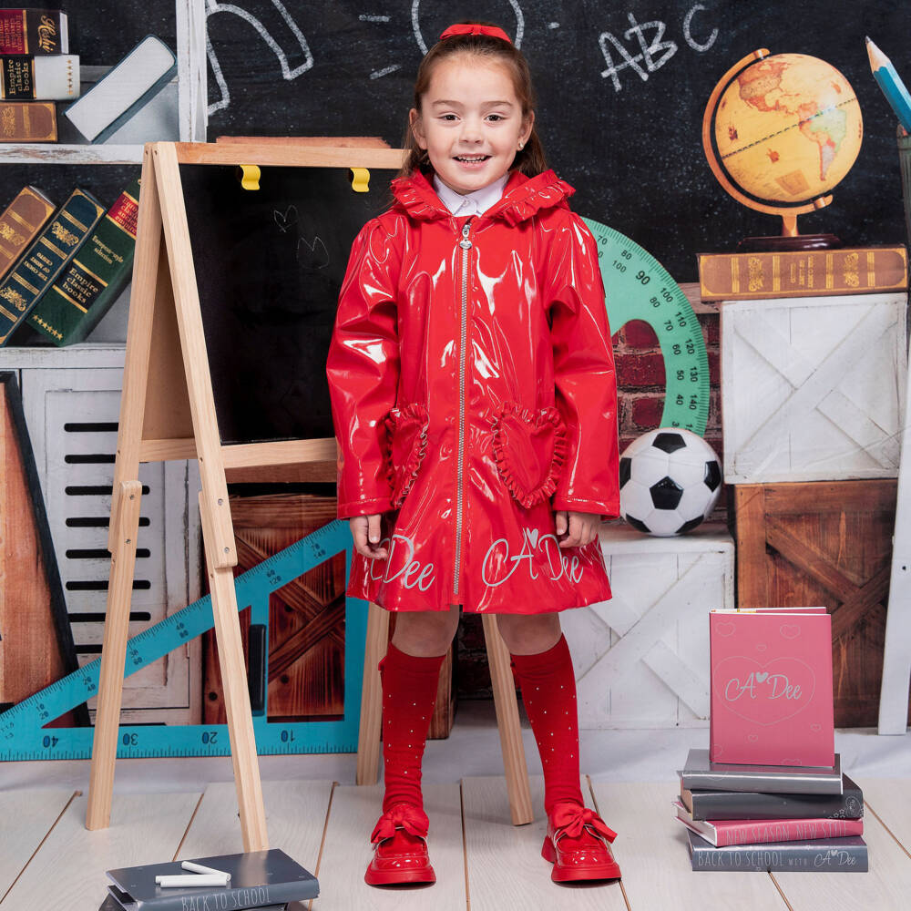 A Dee-Girls Crimson Hooded Raincoat | Childrensalon Outlet
