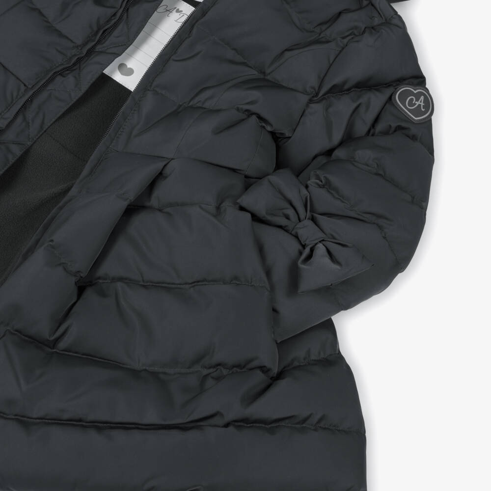 A Dee-Girls Dark Grey Hooded Puffer Coat | Childrensalon Outlet