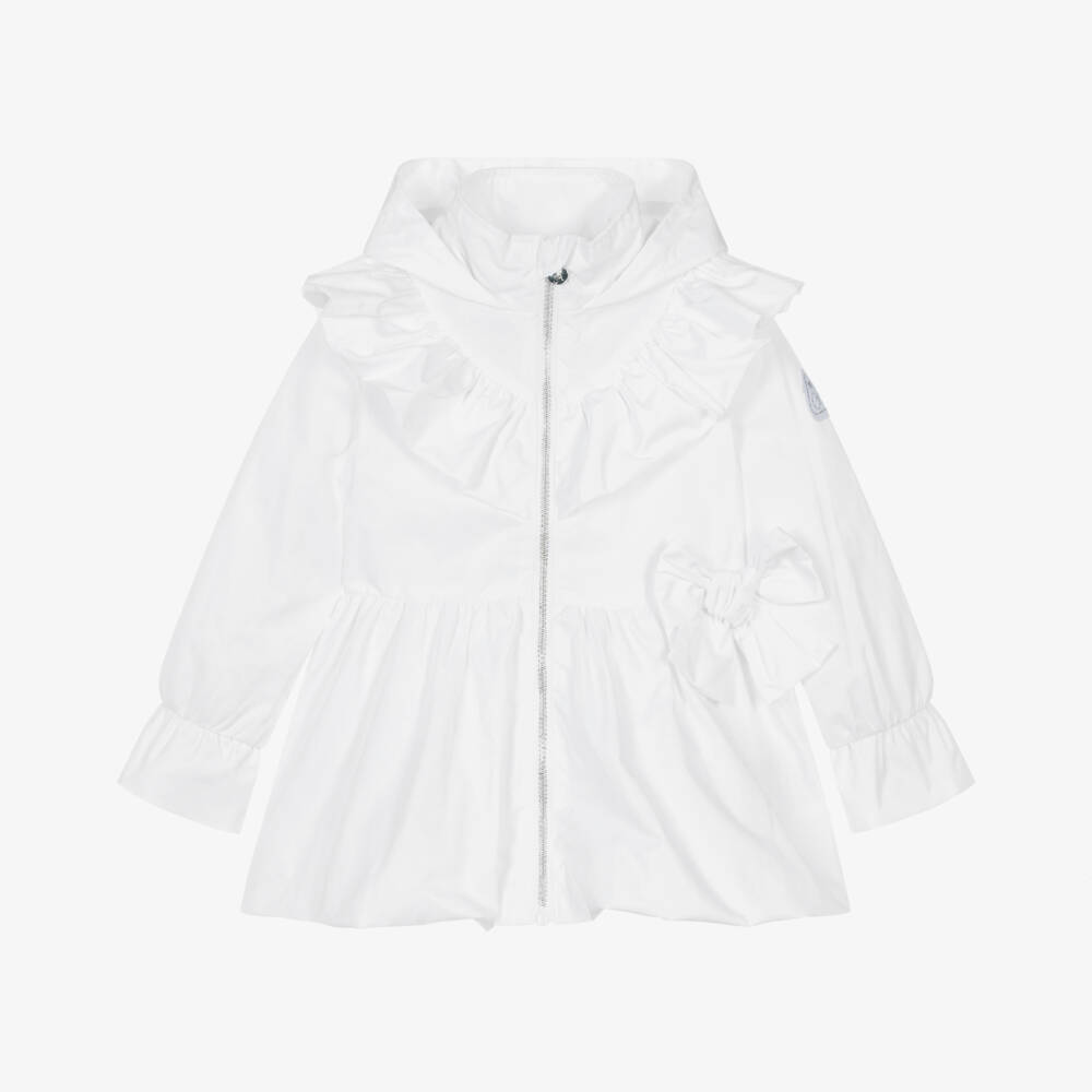 A Dee-Girls Elegant White Hooded Jacket | Childrensalon Outlet
