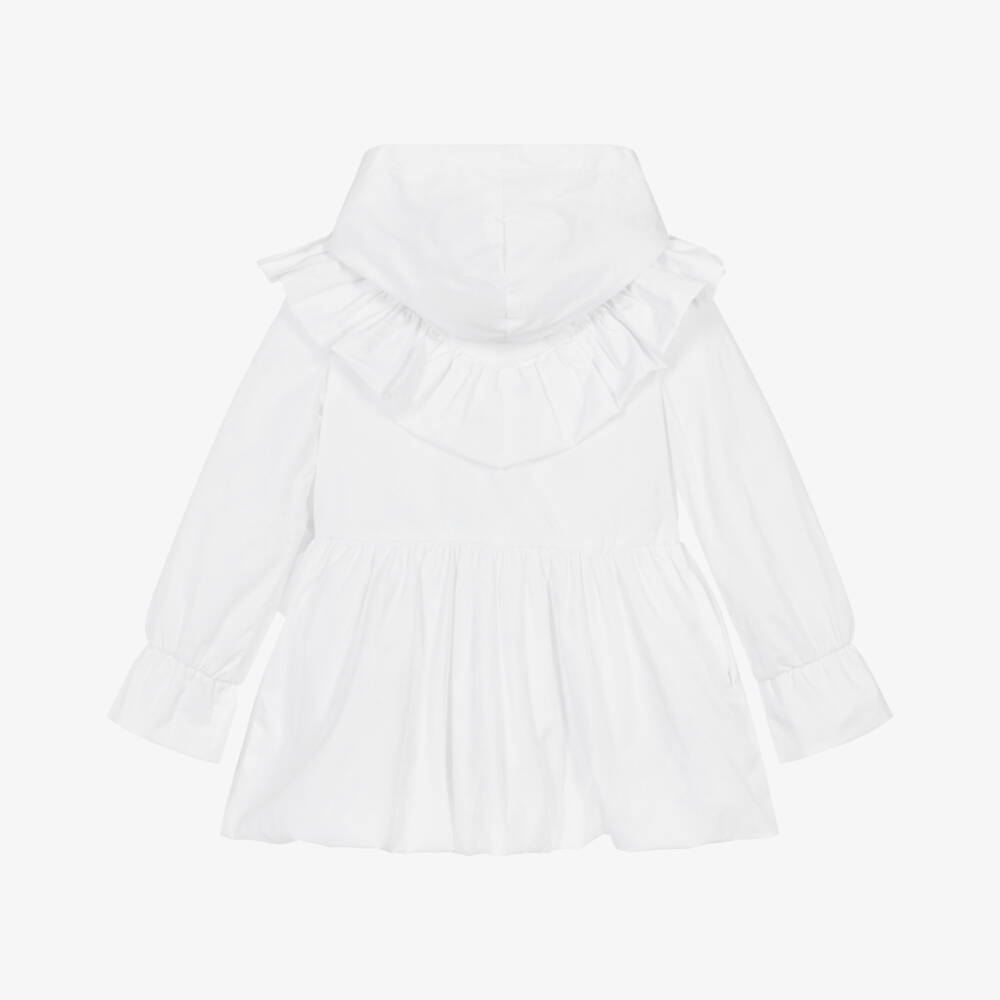 A Dee-Girls Elegant White Hooded Jacket | Childrensalon Outlet