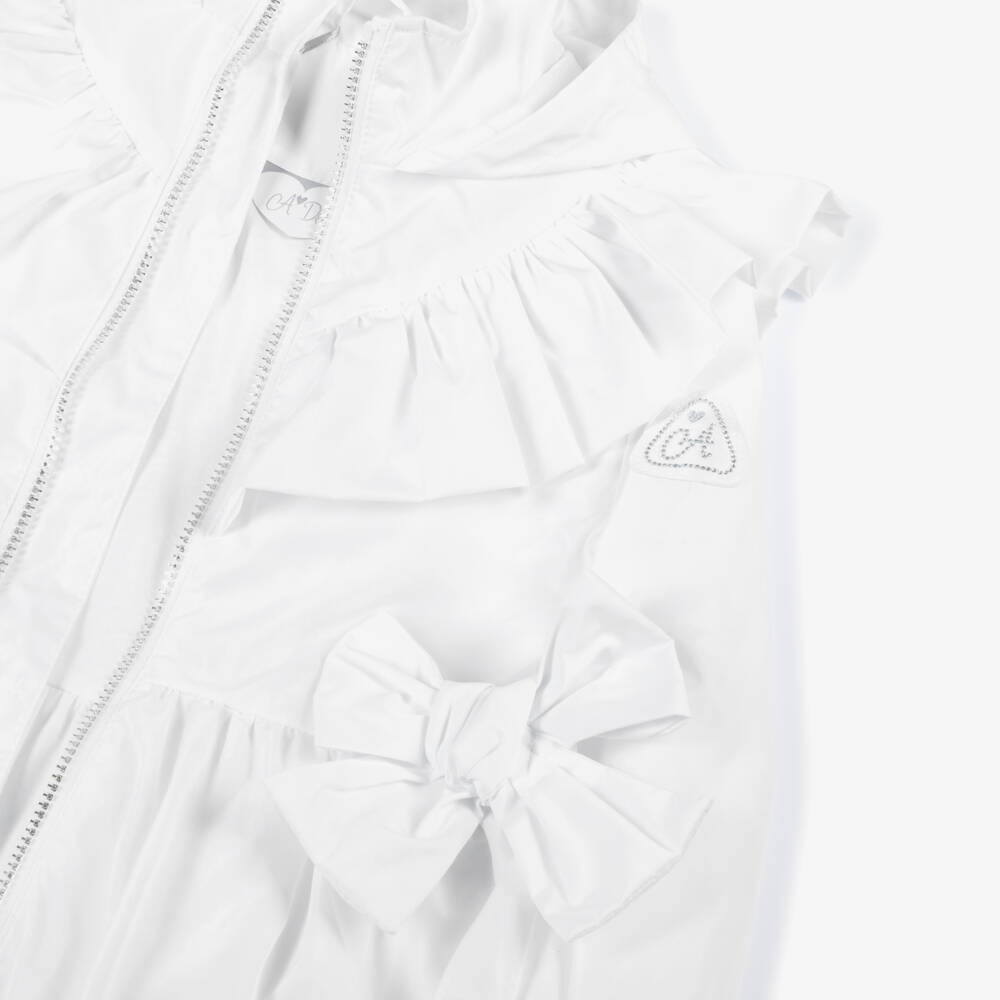 A Dee-Girls Elegant White Hooded Jacket | Childrensalon Outlet