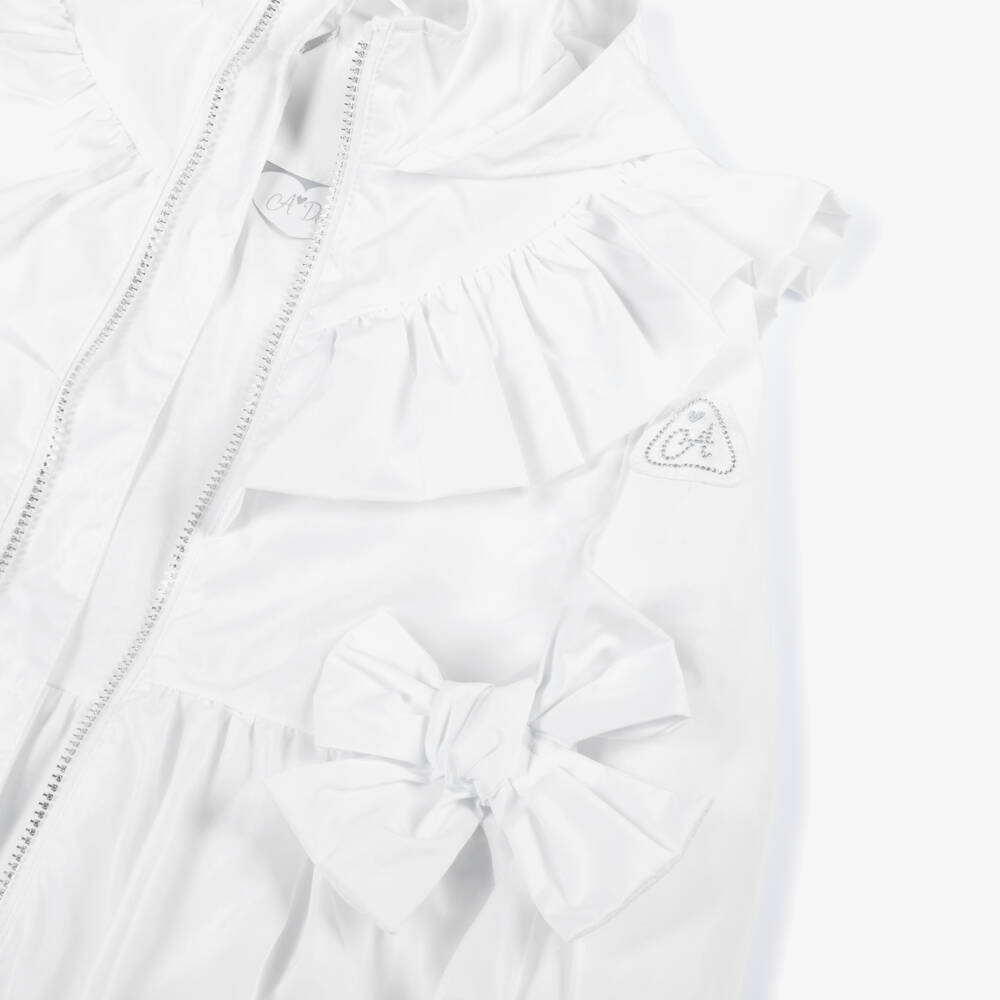 A Dee-جاكيت أبيض أنيق للبنات مع قبعة | Childrensalon Outlet