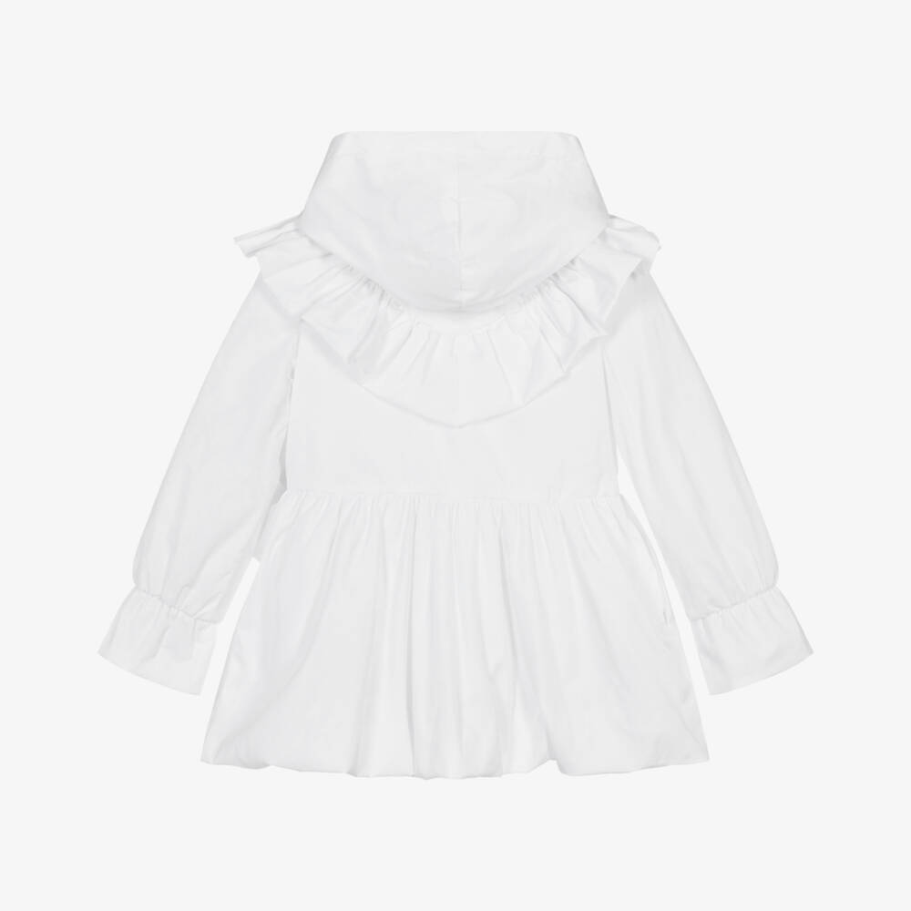 A Dee-جاكيت أبيض أنيق للبنات مع قبعة | Childrensalon Outlet