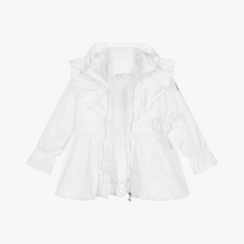 A Dee-Girls Elegant White Hooded Jacket | Childrensalon Outlet