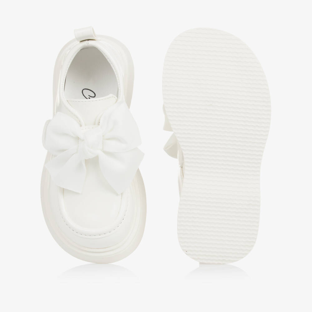 A Dee-Girls Faux Patent White Loafers | Childrensalon Outlet